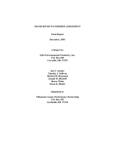 MIAMI RIVER WATERSHED ASSESSMENT Final Report December, 2001 A Report by: