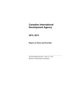 Canadian International Development Agency 2012–2013 Report on Plans and Priorities