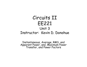 Circuits II EE221 Unit 3 Instructor:  Kevin D. Donohue