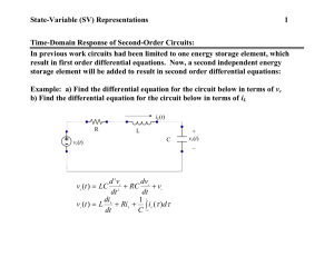 State-Variable (SV) Representations 1  Time-Domain Response of Second-Order Circuits: