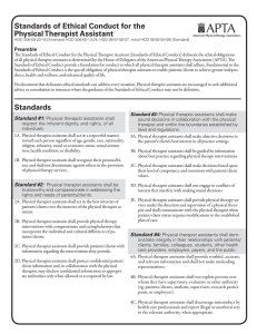 Standards of Ethical Conduct for the Physical Therapist Assistant Preamble