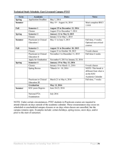 Technical Study Schedule: East Liverpool Campus PTST