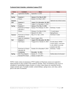 Technical Study Schedule: Ashtabula Campus PTST