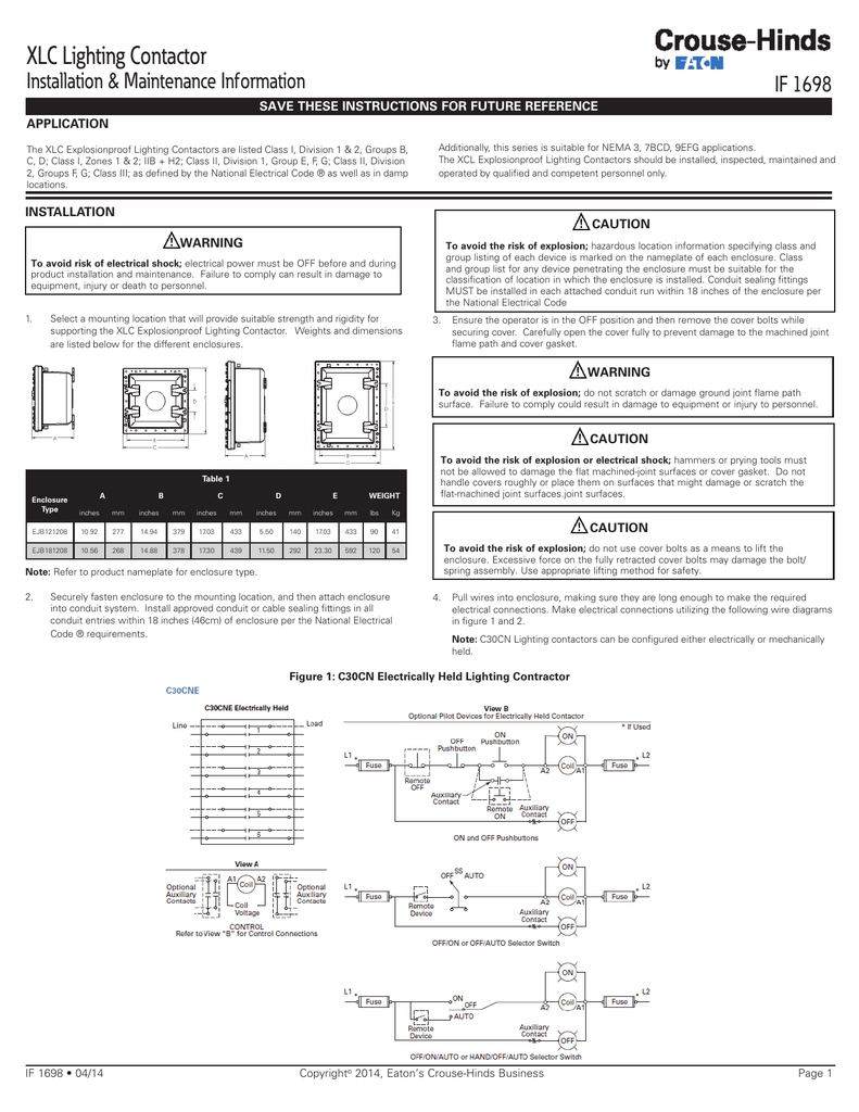 Xlc Lighting Contactor Installation Amp Maintenance Information If 1698