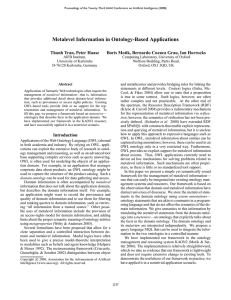 Metalevel Information in Ontology-Based Applications Thanh Tran, Peter Haase