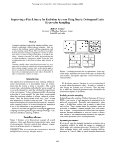 Improving a Plan Library for Real-time Systems Using Nearly Orthogonal... Hypercube Sampling Robert Holder University of Maryland Baltimore County