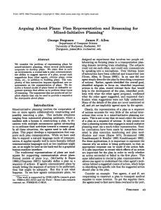 Arguing About  Plans: Plan  Representation and  Reasoning