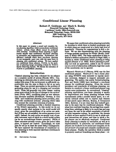 Conditional Linear Planning Robert  P.  Goldman and  Mark S. ...