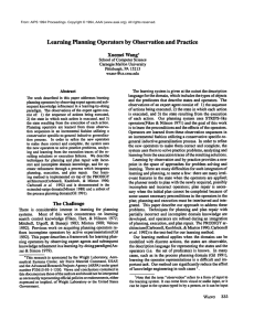 Learning  Planning  Operators  by  Observation ... Xuemei Wang*