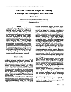 Static  and Completion Analysis  for  Planning