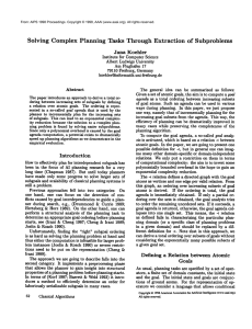 Solving Complex  Planning Tasks  Through  Extraction of  Subproblems