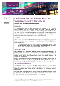 Confirmation That the Limitation Period for Introduction