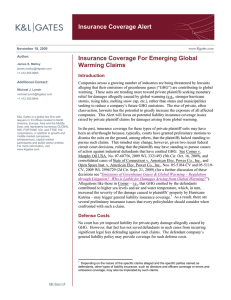 Insurance Coverage Alert Insurance Coverage For Emerging Global Warming Claims