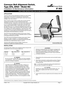 Conveyor Belt Alignment Switch, Type AFA, AFAX • Model M2 IF 959