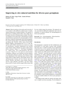 in vitro mineral nutrition for diverse pear germplasm Improving MICROPROPAGATION Barbara M. Reed