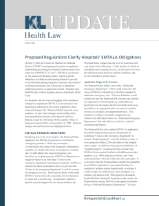 UPDATE Health Law Proposed Regulations Clarify Hospitals’ EMTALA Obligations