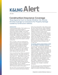 Alert K&amp;LNG Construction/Insurance Coverage