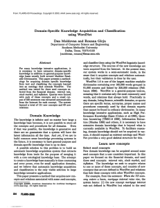 Domain-Specific Knowledge Acquisition and  Classification