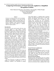 Comparing Performance of Neural Networks Applied to a Simplified Recognition Problem