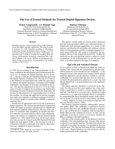 The Use of Formal Methods for Trusted Digital Signature Devices