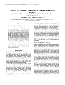 Learning and Predicting User Behavior for Particular Resource Use Jung-Jin Lee