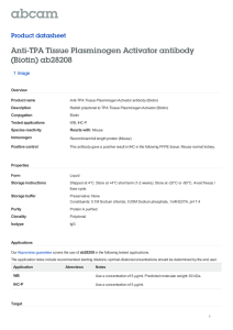 Anti-TPA Tissue Plasminogen Activator antibody (Biotin) ab28208