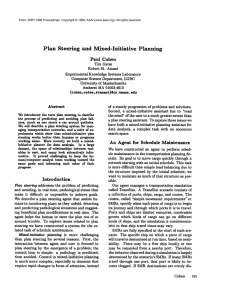 Plan  Steering and  Mixed-Initiative Planning Paul  Cohen