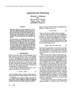Approximate Planning Matthew  L.  Ginsberg* CIRL