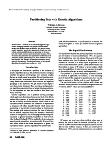 Partitioning  Sets  with Genetic Algorithms