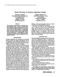 Cache  Diversity in  Genetic  Algorithm  Design
