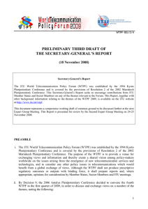 PRELIMINARY THIRD DRAFT OF THE SECRETARY-GENERAL’S REPORT (18 November 2008)