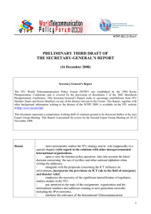 PRELIMINARY THIRD DRAFT OF THE SECRETARY-GENERAL’S REPORT (16 December 2008)