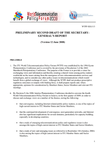 PRELIMINARY SECOND DRAFT OF THE SECRETARY- GENERAL’S REPORT  (Version 12 June 2008)