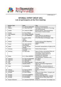 INFORMAL EXPERT GROUP (IEG) List of participants at the first meeting WTPF-IEG/1/7