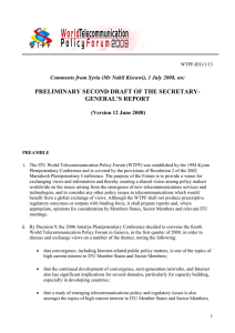 PRELIMINARY SECOND DRAFT OF THE SECRETARY- GENERAL’S REPORT