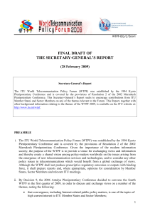 FINAL DRAFT OF THE SECRETARY-GENERAL’S REPORT (28 February 2009)