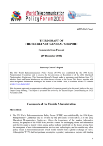 THIRD DRAFT OF THE SECRETARY-GENERAL’S REPORT Comments from Finland (19 December 2008)