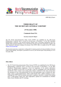 THIRD DRAFT OF THE SECRETARY-GENERAL’S REPORT (19 December 2008) Comments from USA