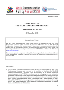THIRD DRAFT OF THE SECRETARY-GENERAL’S REPORT Comments from SES New Skies