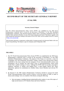SECOND DRAFT OF THE SECRETARY-GENERAL’S REPORT (15 July 2008)