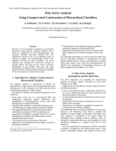 Time Series Analysis Using Unsupervised Construction of Hierarchical Classifiers S.A.Dolenko , Yu.V.Orlov