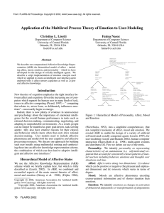 Application of the Multilevel Process Theory of Emotion to User-Modeling