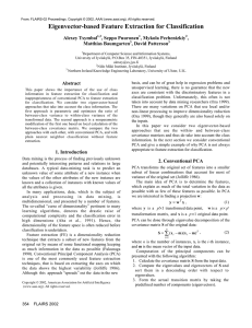 Eigenvector-based Feature Extraction for Classification Alexey Tsymbal , Seppo Puuronen , Mykola Pechenizkiy