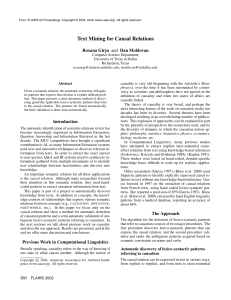 Text Mining for Causal Relations Roxana Girju