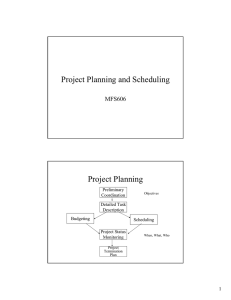 Project Planning and Scheduling Project Planning MFS606 1