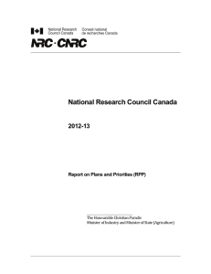 National Research Council Canada 2012-13 Report on Plans and Priorities (RPP)