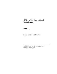 Office of the Correctional Investigator 2012-13 Report on Plans and Priorities