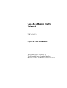 Canadian Human Rights Tribunal 2012–2013 Report on Plans and Priorities