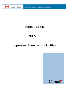 Health Canada 2012-13 Report on Plans and Priorities