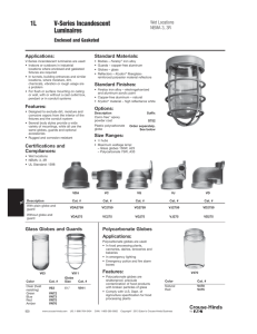 V-Series Incandescent Luminaires Enclosed and Gasketed Wet Locations